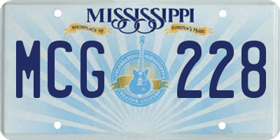 MS license plate MCG228