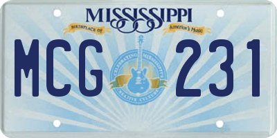 MS license plate MCG231