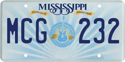 MS license plate MCG232