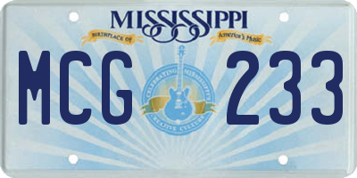 MS license plate MCG233