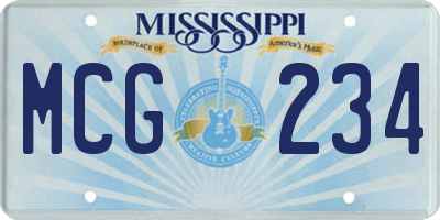 MS license plate MCG234