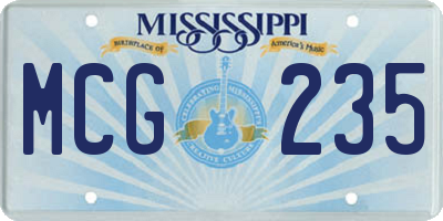 MS license plate MCG235