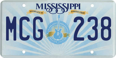MS license plate MCG238