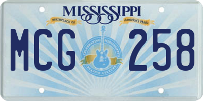 MS license plate MCG258
