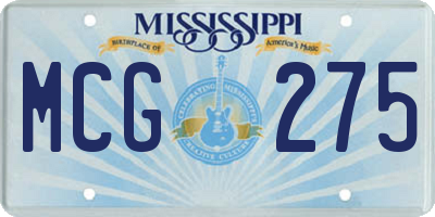 MS license plate MCG275