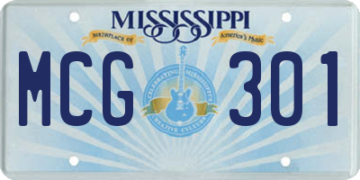 MS license plate MCG301