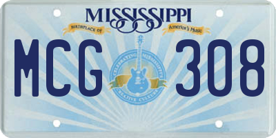 MS license plate MCG308