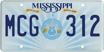 MS license plate MCG312
