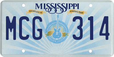 MS license plate MCG314