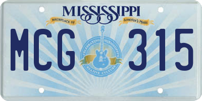 MS license plate MCG315