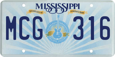 MS license plate MCG316