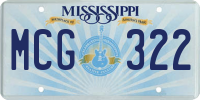 MS license plate MCG322