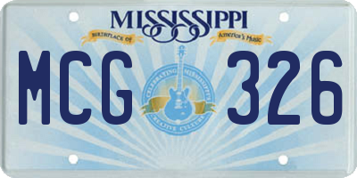 MS license plate MCG326