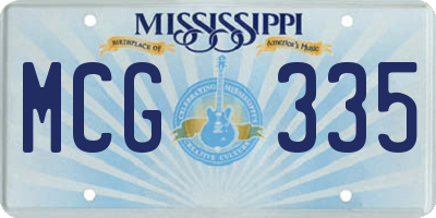 MS license plate MCG335