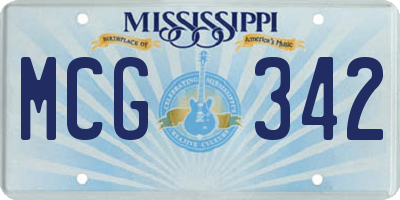 MS license plate MCG342