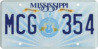 MS license plate MCG354