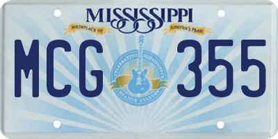 MS license plate MCG355