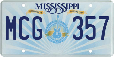 MS license plate MCG357