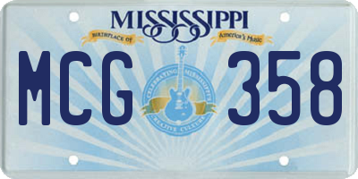 MS license plate MCG358