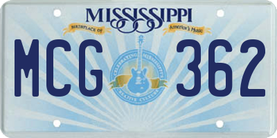 MS license plate MCG362