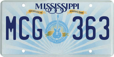 MS license plate MCG363