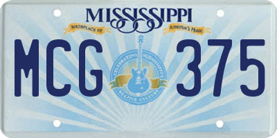 MS license plate MCG375
