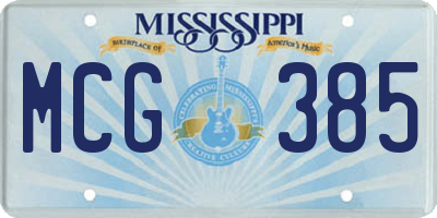 MS license plate MCG385