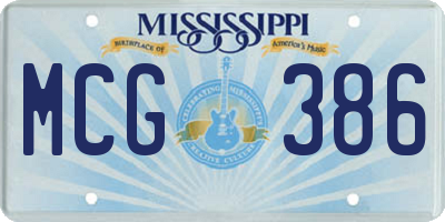 MS license plate MCG386