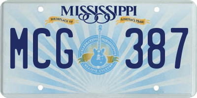 MS license plate MCG387