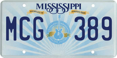 MS license plate MCG389