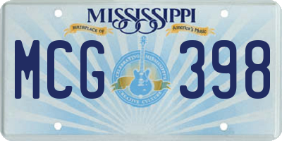 MS license plate MCG398