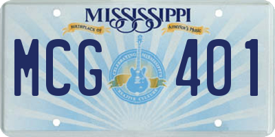 MS license plate MCG401