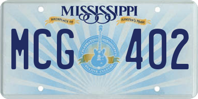MS license plate MCG402