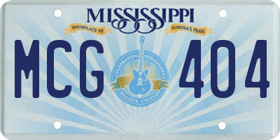 MS license plate MCG404