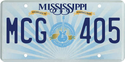 MS license plate MCG405