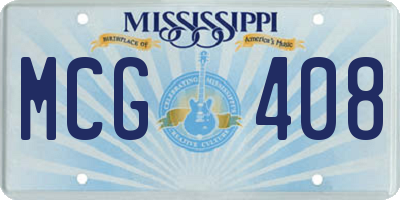 MS license plate MCG408