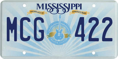 MS license plate MCG422