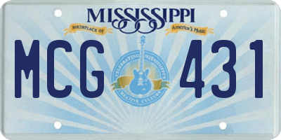 MS license plate MCG431