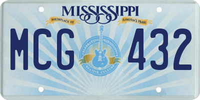 MS license plate MCG432