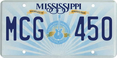 MS license plate MCG450