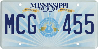 MS license plate MCG455