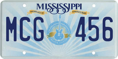 MS license plate MCG456