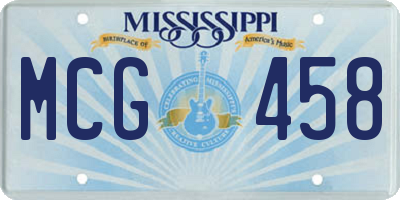 MS license plate MCG458