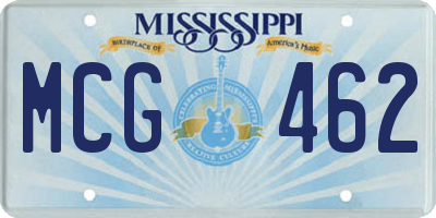 MS license plate MCG462