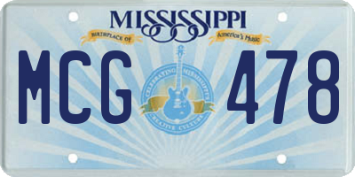 MS license plate MCG478