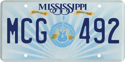 MS license plate MCG492