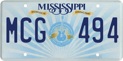 MS license plate MCG494