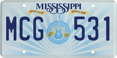 MS license plate MCG531