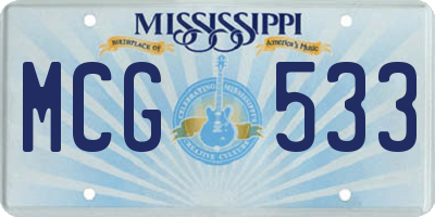 MS license plate MCG533