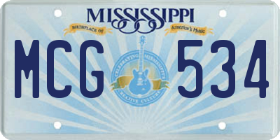 MS license plate MCG534